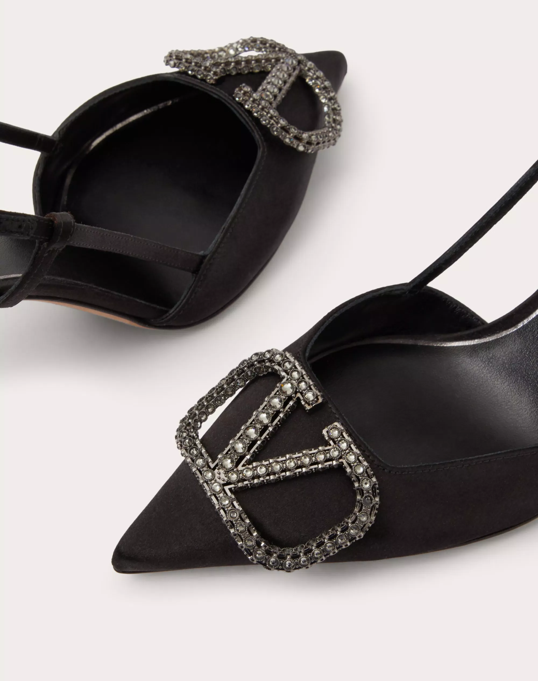 VLOGO SIGNATURE SATIN SLINGBACK PUMPS 80MM